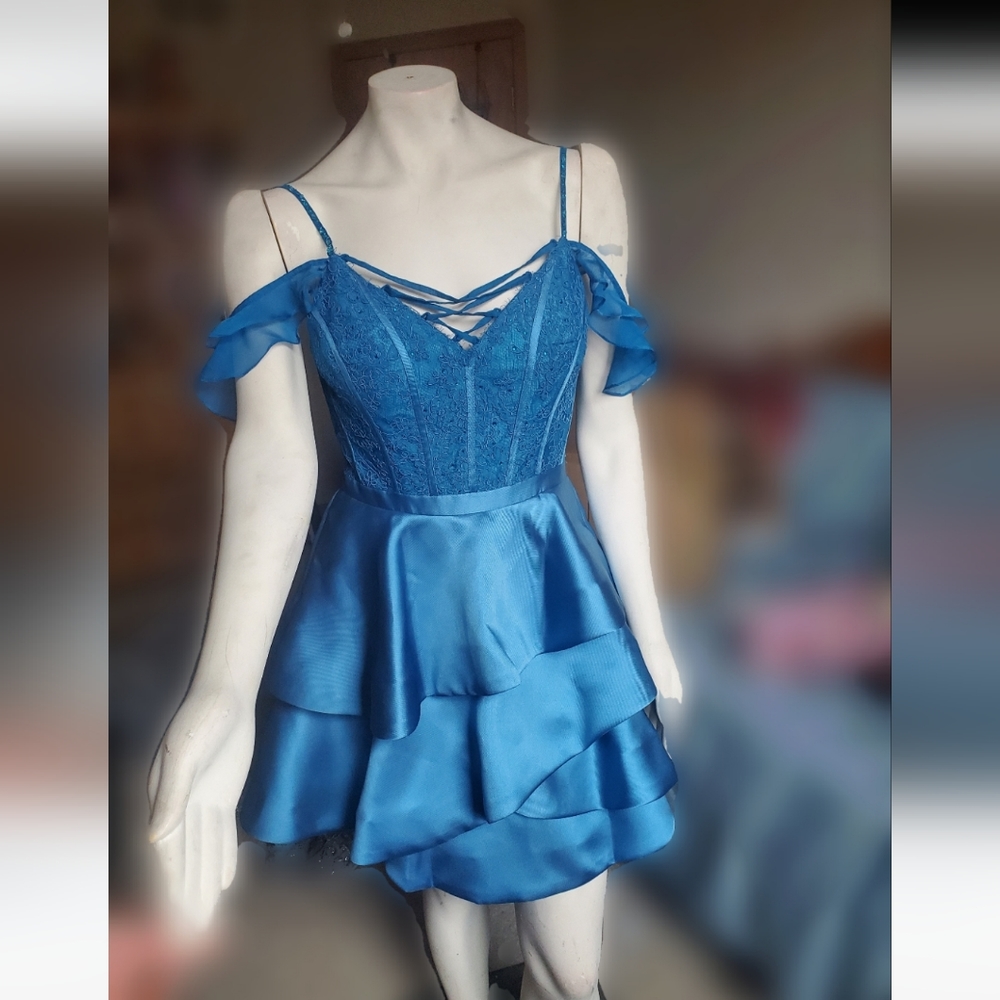 Blue prom homecoming fairy princess corset dress special occasion size 6 ellie w